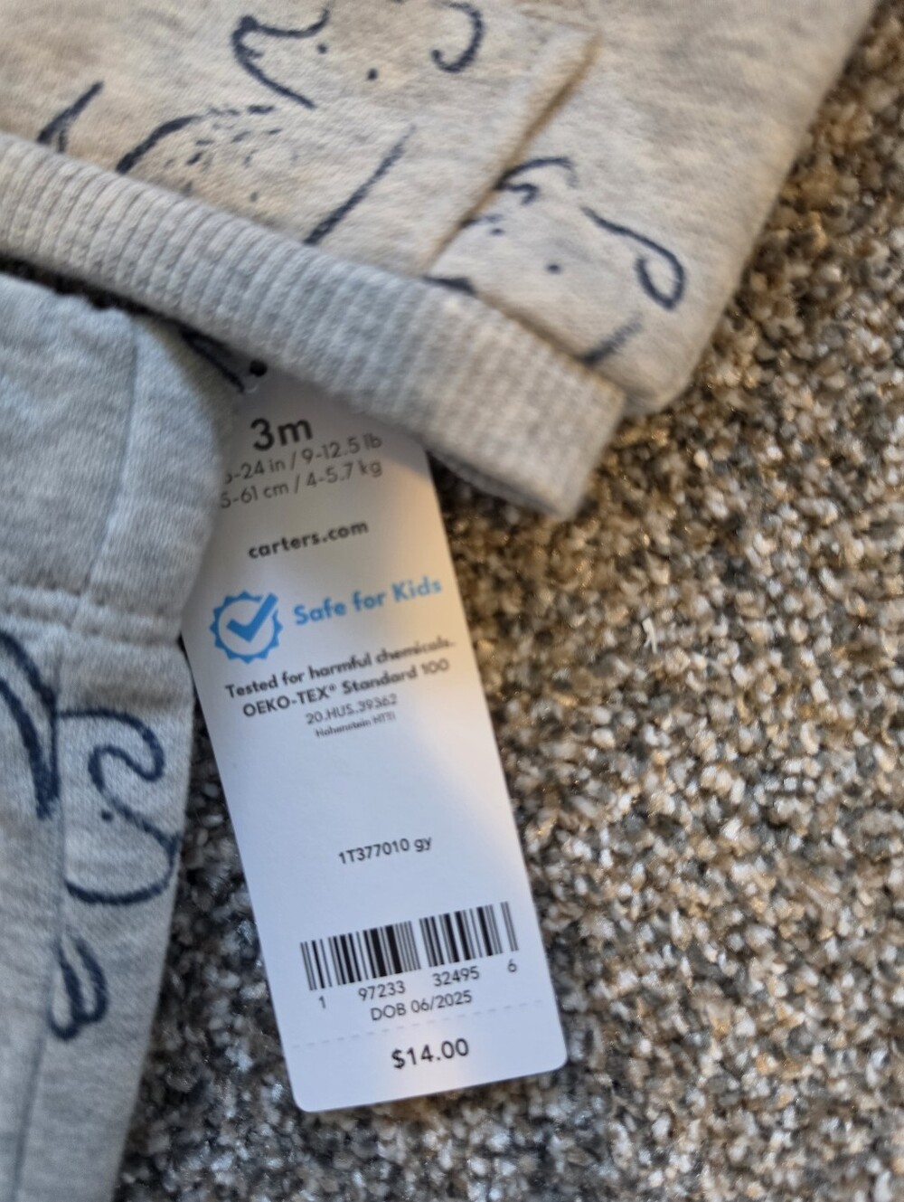 Carter's Gray Baby Outfit with White Tag - Picture 4 of 5